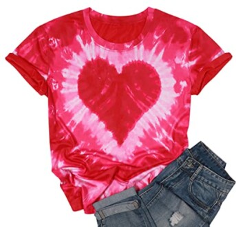 Women Tie Dye Heart Graphic T Shirt Review: Perfect Valentine's Day Gift